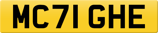MC71 GHE private number plate